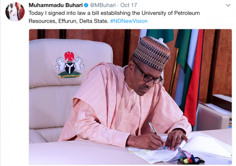 Buhari Signs University of Petroleum Resources Effurun Bill into Law